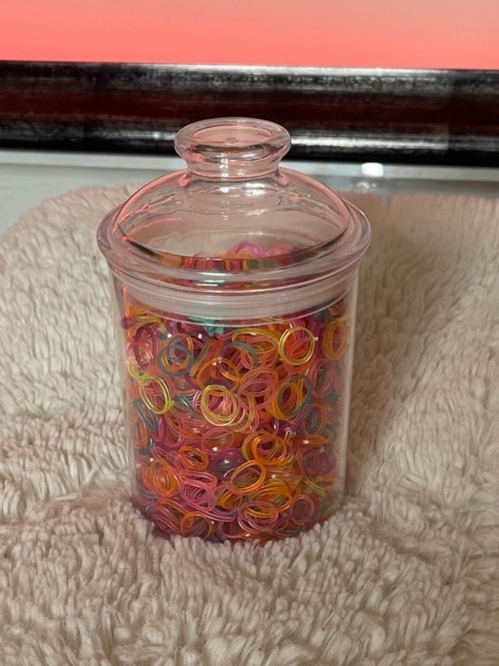 Colorful Elastic Hair Bands and hair clips  in Clear Jar